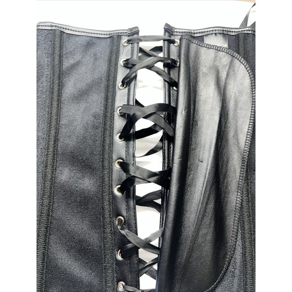 Y2K Women Fashion Sexy Zipper Steampunk Gothic Faux Leather Boned Corset Size 1X - Picture 8 of 9
